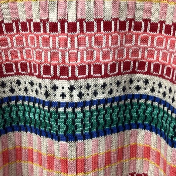 Talbots Fair Isle Striped Tunic Sweater Size L Boatneck Cotton Blend - Picture 5 of 12